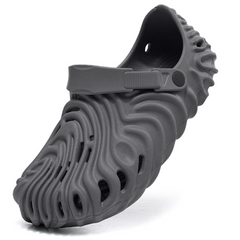 The Waves - Men Dark Grey Clogs/Sandals with Adjustable Back Strap | Comfortable & Lightweight| Stylish & Anti-Skid| Waterproof