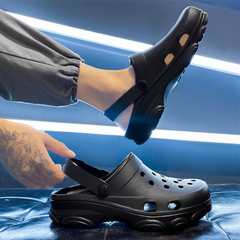 The Paradise - Men Black Clogs/Sandals with Adjustable Back Strap | Comfortable & Lightweight| Stylish & Anti-Skid| Waterproof