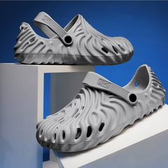 The Waves - Men Grey Clogs/Sandals with Adjustable Back Strap | Comfortable & Lightweight| Stylish & Anti-Skid| Waterproof