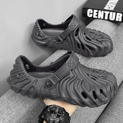 The Waves - Men Dark Grey Clogs/Sandals with Adjustable Back Strap | Comfortable & Lightweight| Stylish & Anti-Skid| Waterproof