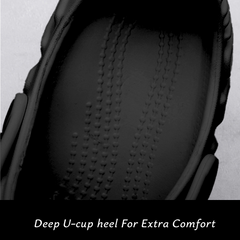 The Waves - Men Black Clogs/Sandals with Adjustable Back Strap | Comfortable & Lightweight| Stylish & Anti-Skid| Waterproof