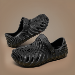 The Waves - Men Black Clogs/Sandals with Adjustable Back Strap | Comfortable & Lightweight| Stylish & Anti-Skid| Waterproof