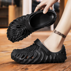 The Waves - Men Black Clogs/Sandals with Adjustable Back Strap | Comfortable & Lightweight| Stylish & Anti-Skid| Waterproof