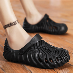 The Waves - Men Black Clogs/Sandals with Adjustable Back Strap | Comfortable & Lightweight| Stylish & Anti-Skid| Waterproof
