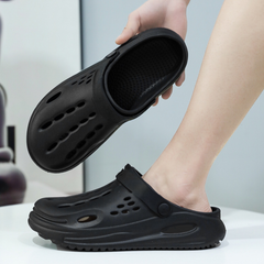 The Drift - Men Black Clogs/Sandals with Adjustable Back Strap | Comfortable & Lightweight| Stylish & Anti-Skid| Waterproof