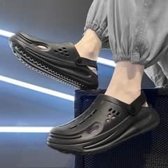 The Drift - Men Black Clogs/Sandals with Adjustable Back Strap | Comfortable & Lightweight| Stylish & Anti-Skid| Waterproof