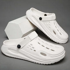 The Drift - Men White Clogs/Sandals with Adjustable Back Strap | Comfortable & Lightweight| Stylish & Anti-Skid| Waterproof