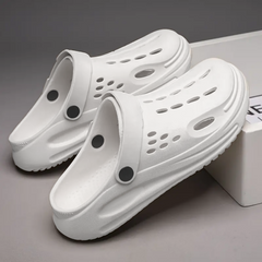 The Drift - Men White Clogs/Sandals with Adjustable Back Strap | Comfortable & Lightweight| Stylish & Anti-Skid| Waterproof