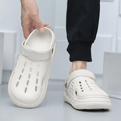 The Drift - Men White Clogs/Sandals with Adjustable Back Strap | Comfortable & Lightweight| Stylish & Anti-Skid| Waterproof