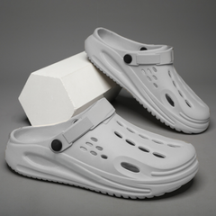 The Drift - Men Grey Clogs/Sandals with Adjustable Back Strap | Comfortable & Lightweight| Stylish & Anti-Skid| Waterproof