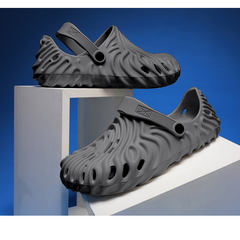 The Waves - Men Dark Grey Clogs/Sandals with Adjustable Back Strap | Comfortable & Lightweight| Stylish & Anti-Skid| Waterproof