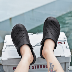 The Seagulls - Men Black Clogs/Sandals with Adjustable Back Strap | Comfortable & Lightweight| Stylish & Anti-Skid| Waterproof