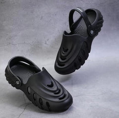The Sunshine - Men Black Clogs/Sandals with Adjustable Back Strap | Comfortable & Lightweight| Stylish & Anti-Skid| Waterproof