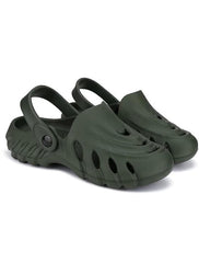The Sunshine - Men Army green Clogs/Sandals with Adjustable Back Strap | Comfortable & Lightweight| Stylish & Anti-Skid| Waterproof