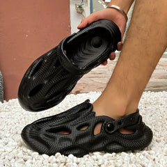 The Storm - Men Black Clogs/Sandals with Adjustable Back Strap | Comfortable & Lightweight| Stylish & Anti-Skid| Waterproof