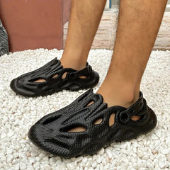 The Storm - Men Black Clogs/Sandals with Adjustable Back Strap | Comfortable & Lightweight| Stylish & Anti-Skid| Waterproof