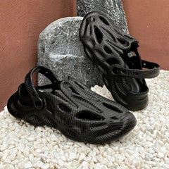 The Storm - Men Black Clogs/Sandals with Adjustable Back Strap | Comfortable & Lightweight| Stylish & Anti-Skid| Waterproof