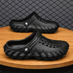 The Ocean - Men Black Clogs/Sandals with Adjustable Back Strap | Comfortable & Lightweight| Stylish & Anti-Skid| Waterproof