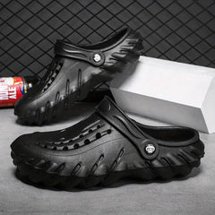The Ocean - Men Black Clogs/Sandals with Adjustable Back Strap | Comfortable & Lightweight| Stylish & Anti-Skid| Waterproof